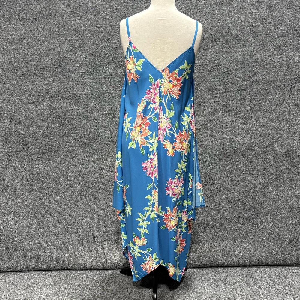 Tommy Bahama Dress Womens S/M Blue Sun Lilies Scarf Maxi V Neck Asym Hem Floral - Picture 2 of 11